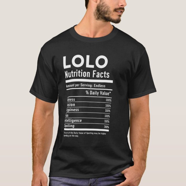 Filipino Lolo Grandfather Nutrition Label Best Lol T-Shirt (Front)
