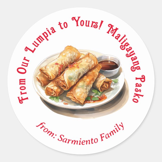 Filipino Lumpia Christmas Label (Front)