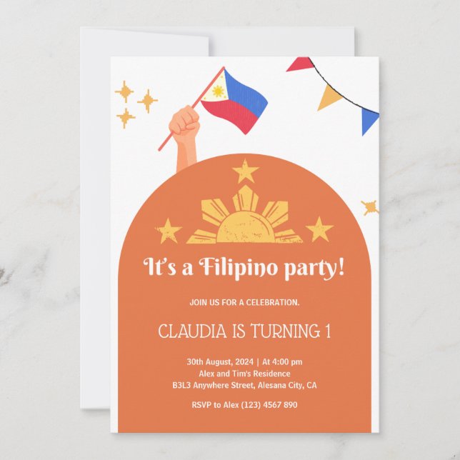 Filipino Party Invitation Birthday Dinner Invite (Front)