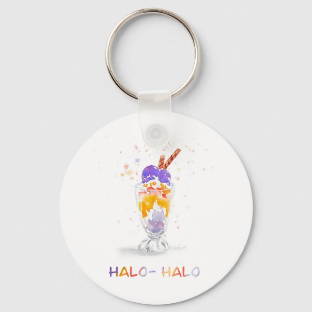 Filipino Philippine Halo Halo Watercolor Keychain (Front)