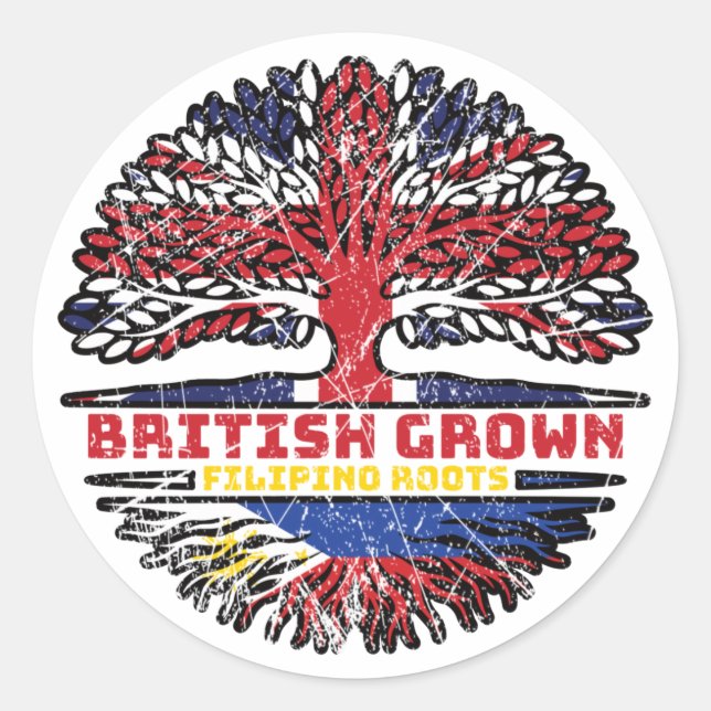 Filipino Philippines Uk United Kingdom British Classic Round Sticker (Front)
