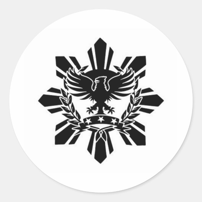 Filipino sun and eagle crest classic round sticker (Front)