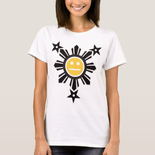 Filipino Sun and Stars Face - Black and Yellow T-Shirt