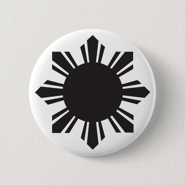 Filipino Sun - Black 6 Cm Round Badge (Front)