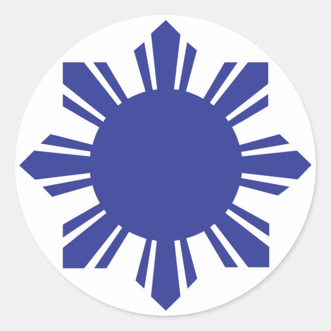 Filipino Sun - Blue Classic Round Sticker (Front)