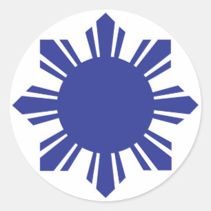 Filipino Sun - Blue Classic Round Sticker