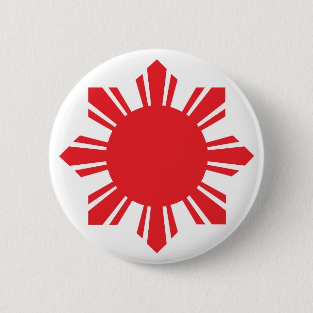Filipino Sun - Red 6 Cm Round Badge (Front)