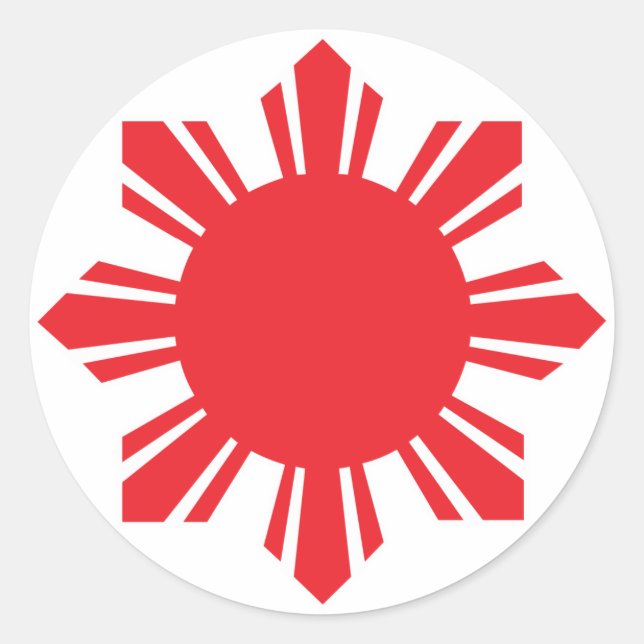 Filipino Sun - Red Classic Round Sticker (Front)