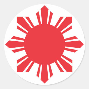 Filipino Sun - Red Classic Round Sticker
