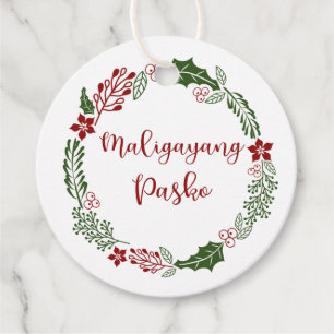 Filipino Tagalog Merry Christmas, Custom Favour Tags