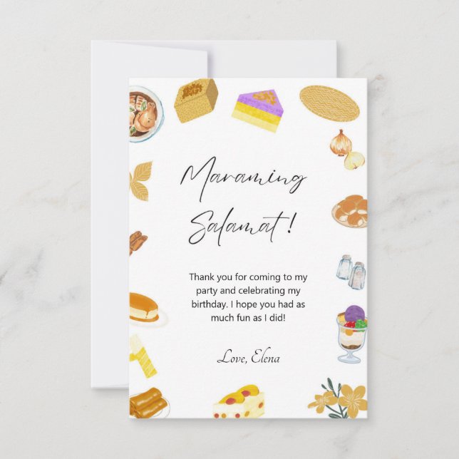 Filipino Thank You Card Philippines Food Theme (Front)