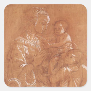 Filippo Lippi- Madonna with Child and two Angels Square Sticker