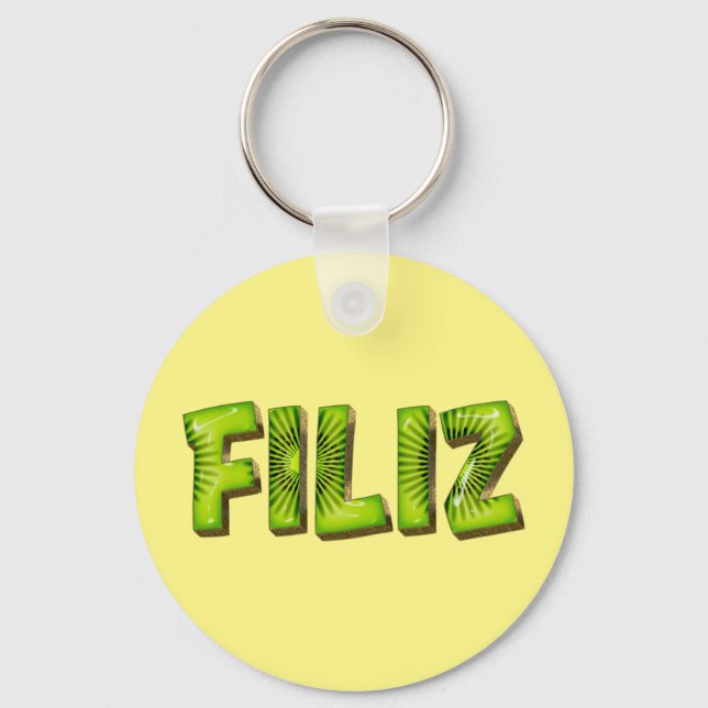 Filiz Name Kiwi Design Key Fans Ring (Front)