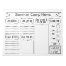 Fill in Blank Summer Camp Stationary
