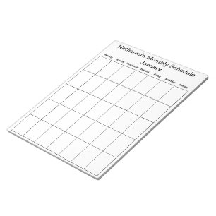 Fill In Calendar Schedule Notepad
