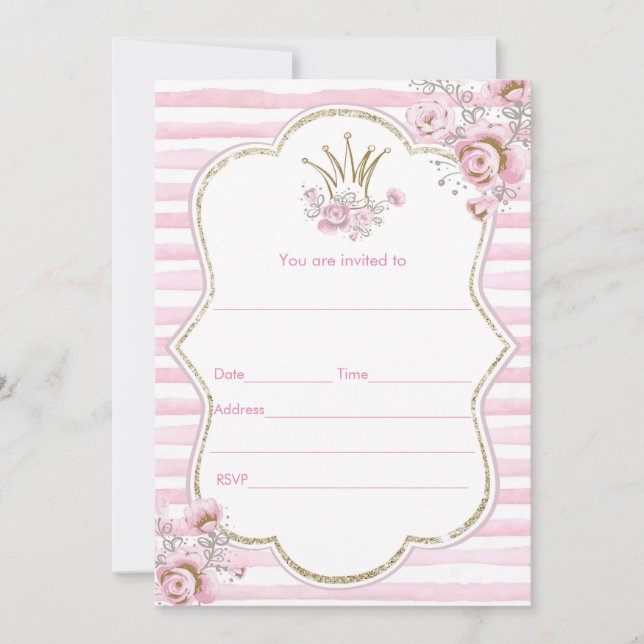 Fill in invitation watercolor floral princess (Front)