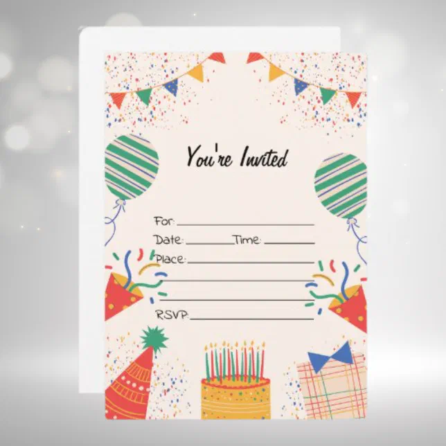 Fill In Party Invitations Fill In The Blank Birthday Invitation | Zazzle