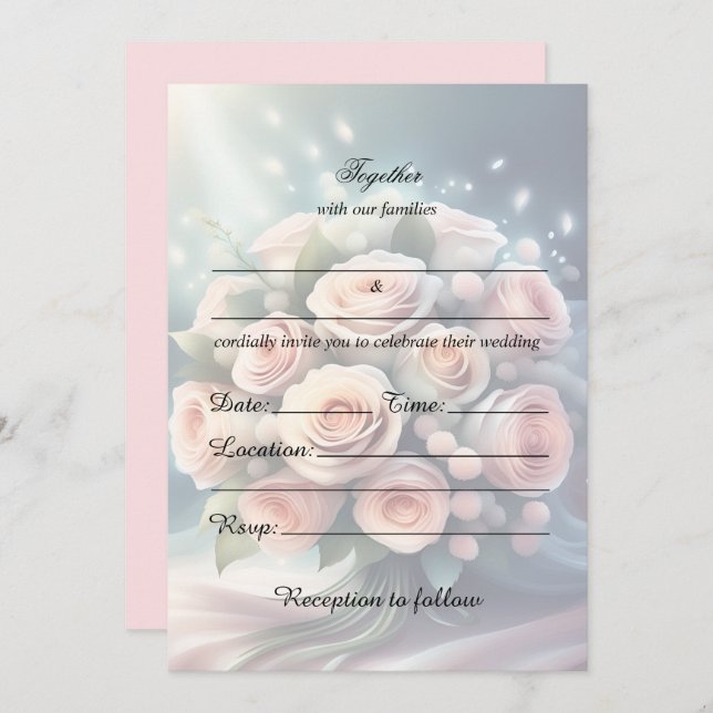 Fill In The Blank Floral Wedding Invitation (Front/Back)
