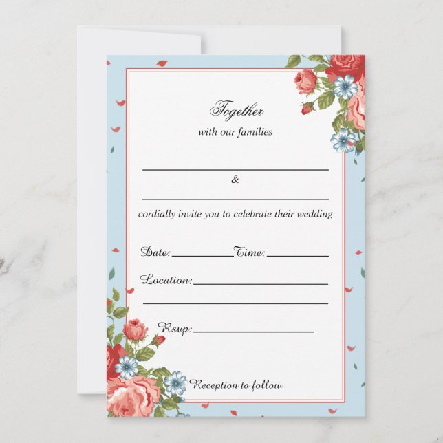 Fill In The Blank Floral Wedding Invitation (Front)