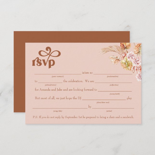 Fill-in-the-Blank w/Song Request RSVP Enclosure Invitation (Front/Back)