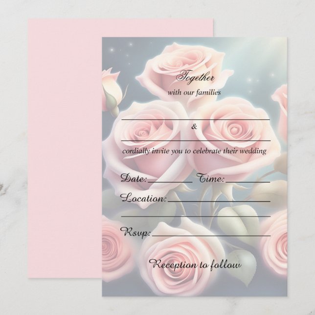 Fill In The Blank Wedding Floral Invitation (Front/Back)