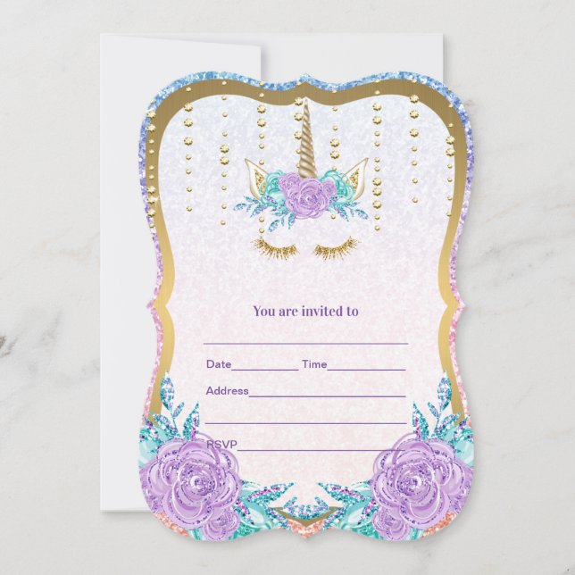 Fill in Unicorn  Invitation (Front)