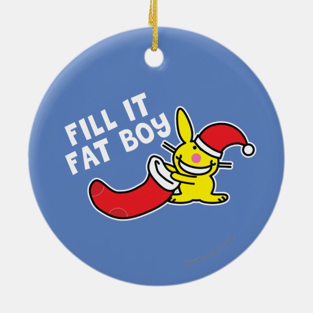 Fill It Fat Boy Ceramic Tree Decoration (Back)