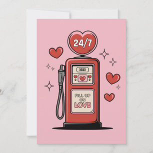 Fill up on love funny Valentine card gas station