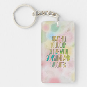 Fill Your Cup Of Life Watercolor MotivationalQuote Key Ring