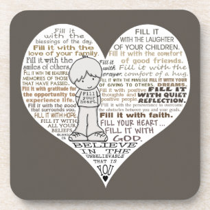 Fill Your Heart-Dark Brown Coaster