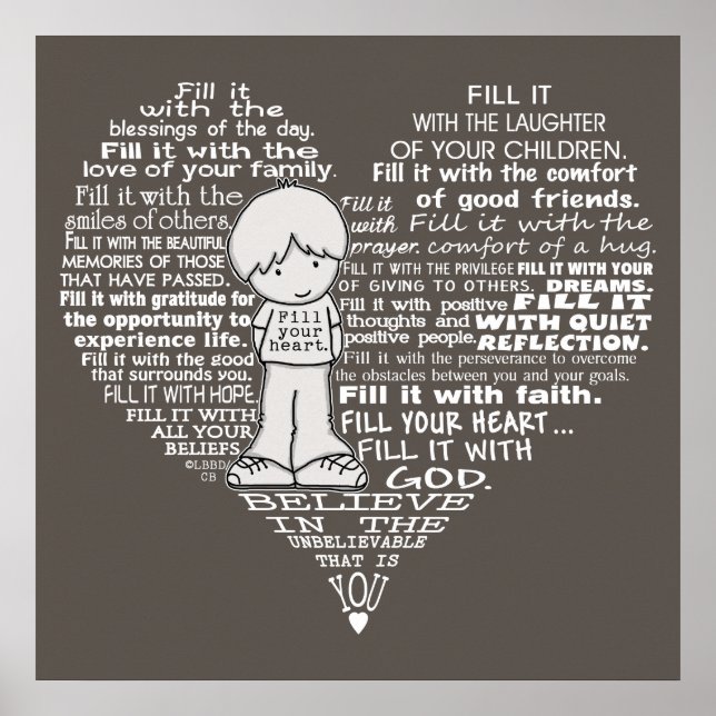 Fill Your Heart-White Letters/Dark Brown Poster (Front)