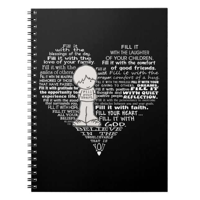 Fill Your Heart-White Letters Notebook (Front)