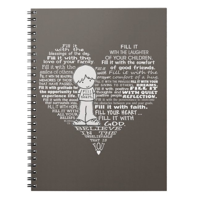 Fill Your Heart-White Letters Notebook (Front)