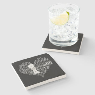 Fill Your Heart-White Letters Stone Coaster