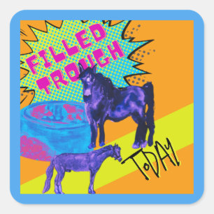 filled trough comic style square sticker