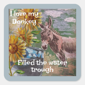 filled trough  today( female donkey) squar square sticker