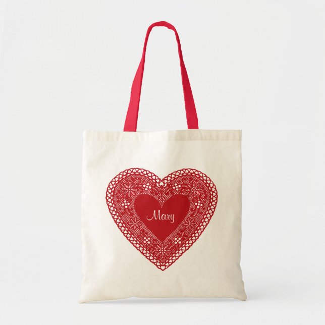 Filled with Lace Hearts Tote Bag (Front)