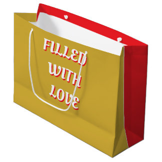 Filled With Love Red Gold Large Gift Bag
