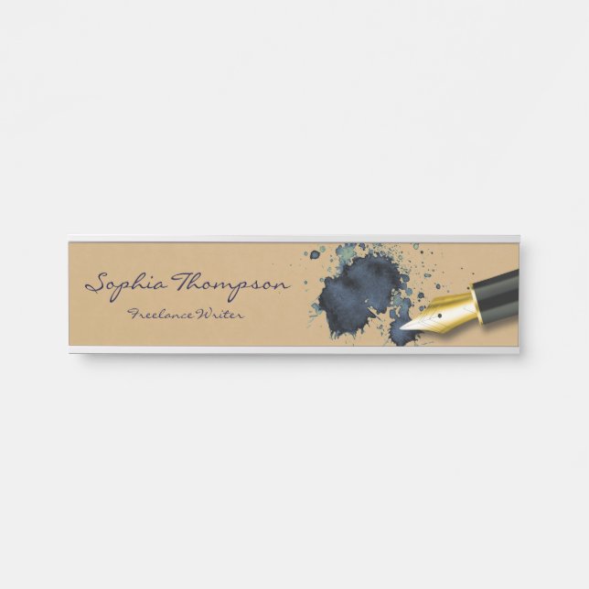 Filler Fountain Pen with Ink Blot Desk Name Plate (Front)