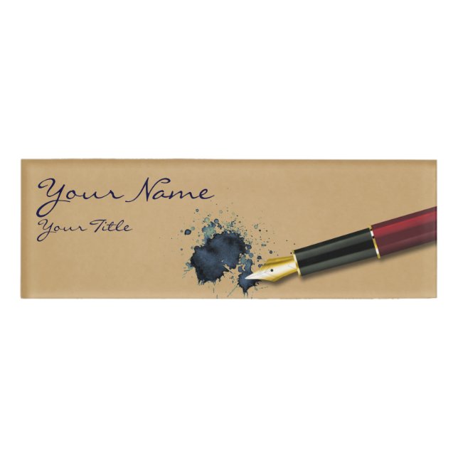 Filler Fountain Pen with Ink Blot - Name Tag (Front)