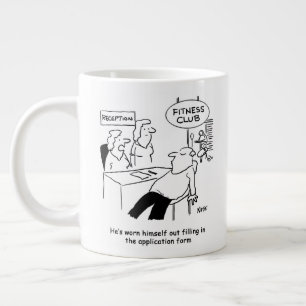 Filling in a Fitness Club Form wears Man Out Large Coffee Mug