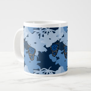 Filling monarchy butterfly in blue large coffee mug