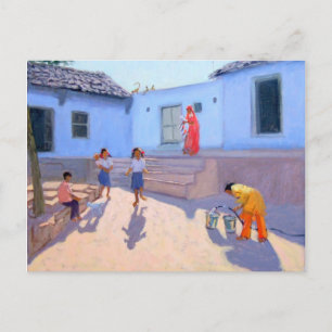 Filling Water Buckets Rajasthan India Postcard