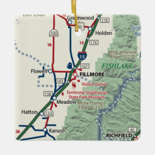 Fillmore Utah Map Ceramic Ornament