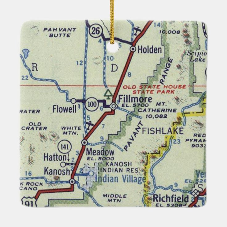 Fillmore Utah Retro Map Ceramic Ornament Zazzle