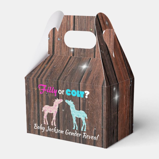 Filly Or Colt Western Style Gender Reveal Favour Box (Front Side)
