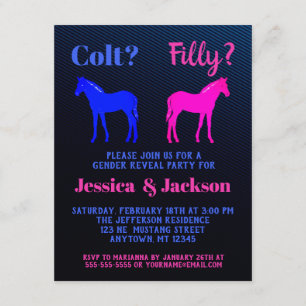 Filly Or Colt Western Style Gender Reveal Invitation