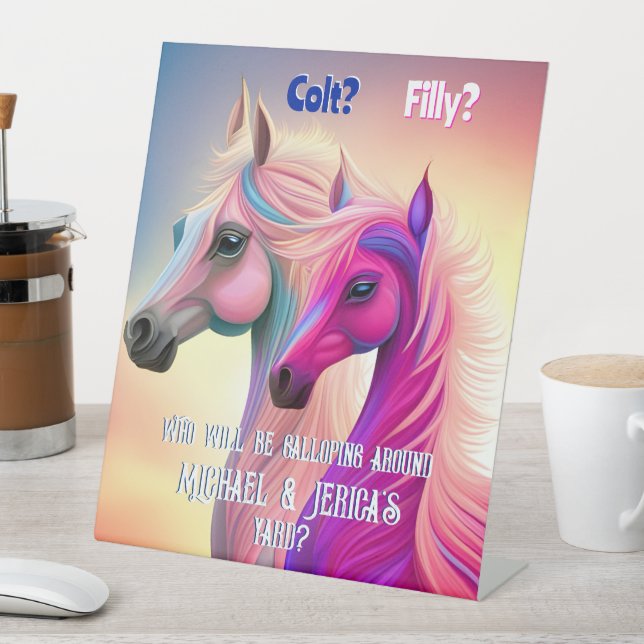 Filly Or Colt Western Style  Pedestal Sign (In SItu)