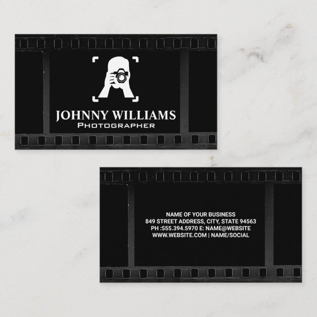 Film Background | Photographer taking Picture Business Card (Front/Back)