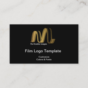 Film Business Card Design Metallic Gold Film Strip